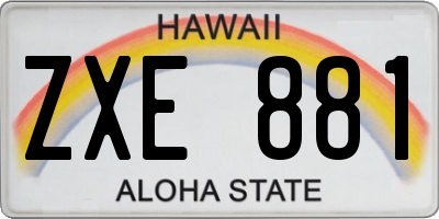 HI license plate ZXE881