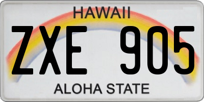 HI license plate ZXE905