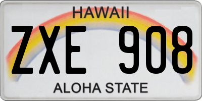 HI license plate ZXE908