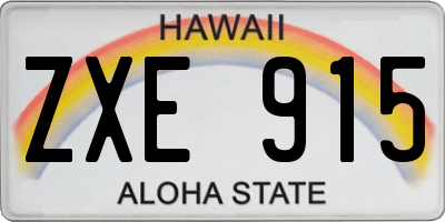HI license plate ZXE915