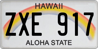 HI license plate ZXE917