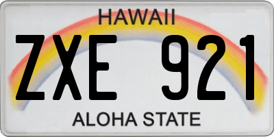 HI license plate ZXE921