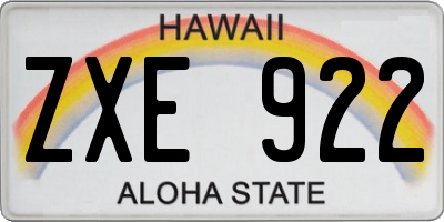 HI license plate ZXE922
