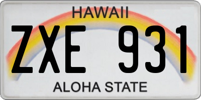 HI license plate ZXE931