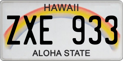 HI license plate ZXE933