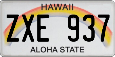 HI license plate ZXE937