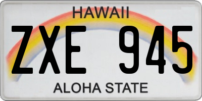HI license plate ZXE945