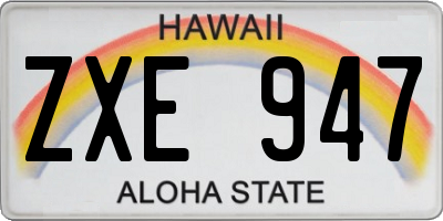 HI license plate ZXE947