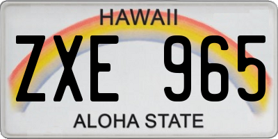 HI license plate ZXE965
