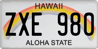 HI license plate ZXE980