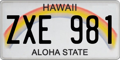 HI license plate ZXE981