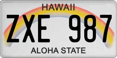 HI license plate ZXE987