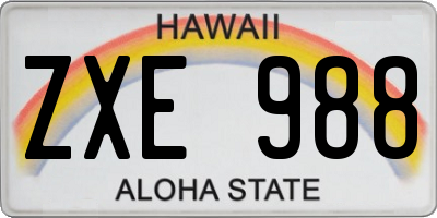 HI license plate ZXE988