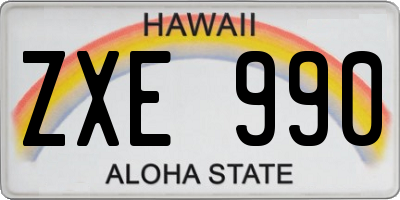 HI license plate ZXE990