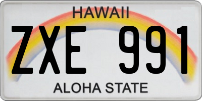 HI license plate ZXE991