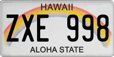 HI license plate ZXE998