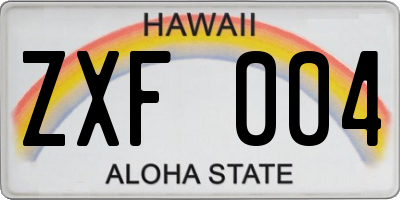 HI license plate ZXF004