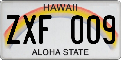 HI license plate ZXF009