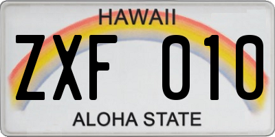 HI license plate ZXF010
