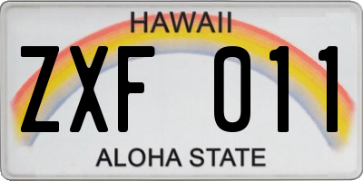 HI license plate ZXF011