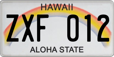 HI license plate ZXF012