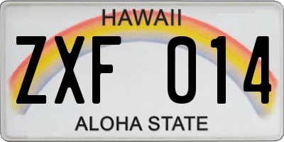 HI license plate ZXF014