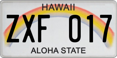 HI license plate ZXF017