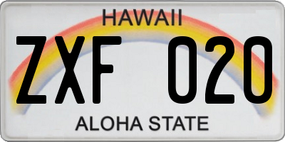 HI license plate ZXF020