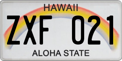 HI license plate ZXF021