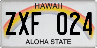 HI license plate ZXF024