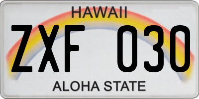 HI license plate ZXF030