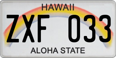 HI license plate ZXF033