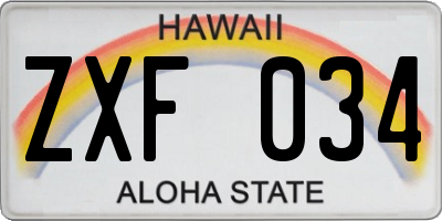 HI license plate ZXF034