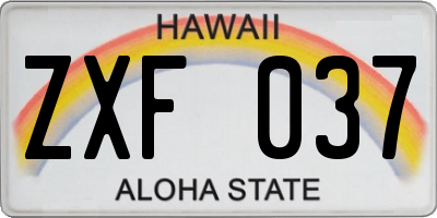 HI license plate ZXF037