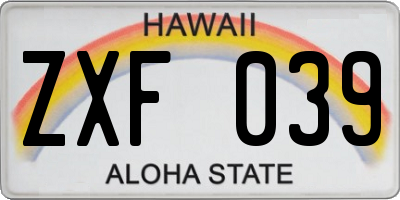 HI license plate ZXF039