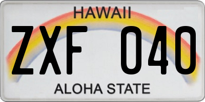 HI license plate ZXF040