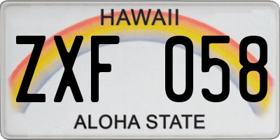 HI license plate ZXF058