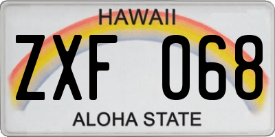 HI license plate ZXF068