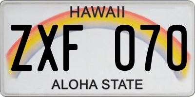 HI license plate ZXF070