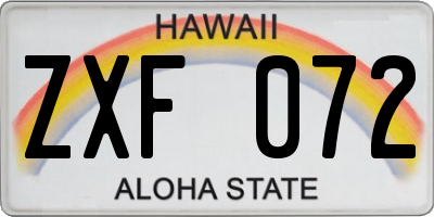 HI license plate ZXF072