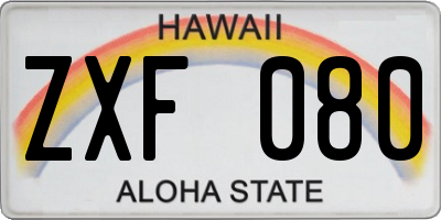 HI license plate ZXF080