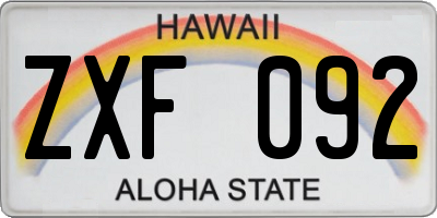 HI license plate ZXF092