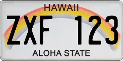 HI license plate ZXF123