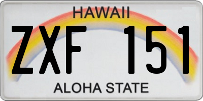 HI license plate ZXF151