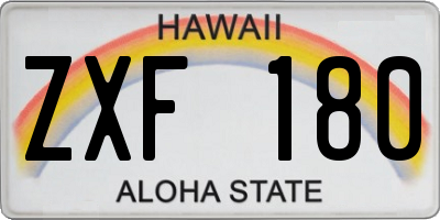 HI license plate ZXF180