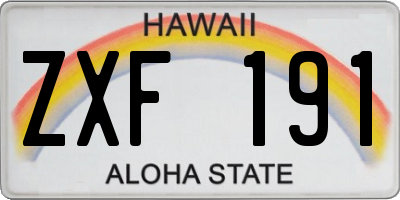 HI license plate ZXF191