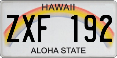 HI license plate ZXF192