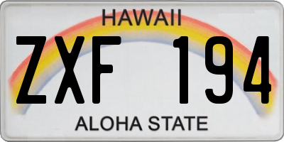 HI license plate ZXF194
