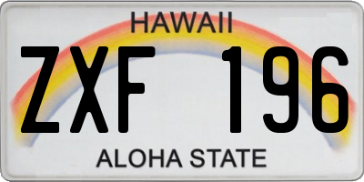 HI license plate ZXF196