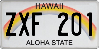 HI license plate ZXF201